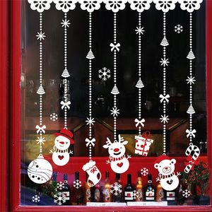 Christmas Snowman Hanging Charm Wall Sticker Shop Window Glass Christmas Decorat