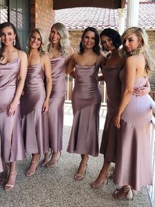 Purple Robe de Sorrie Bridemaid Платья 2020 Спагетти Сатин Горничная Честь Вечеринки Вечерние платья Вечернее время