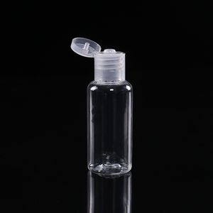 garrafa de plástico 60 ml de PET com cápsula garrafa forma redonda transparente para a composição de gel higienizador removedor de mão descartável