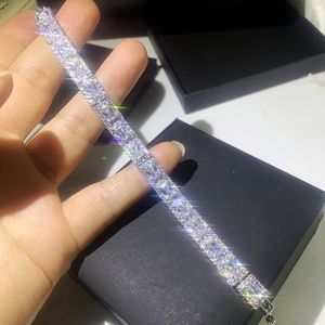 Sparkling Luxury Jewelry 925 Sterling Silver Princess Cut White Topaz CZ Diamond Gemstones Popular Party Women Bridal Bracelet Gift