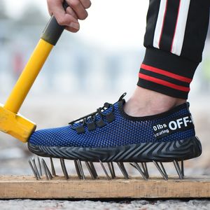 Sapatos de segurança unisex para homens mulheres biqueira de aço sapatos de trabalho respirável leve construção industrial à prova de punção