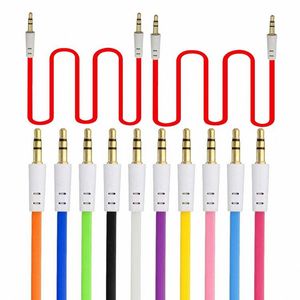 3.5mm 1m 3FT piccolo cavo aux piatto Colorato Maschio Car Stereo AUX Cavo audio ausiliario esteso per iPhone Samsung MP3 MP4