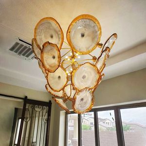 Modern Chandelier Gold Murano Lamps 36 Inch Chandeliers Lighting G9 LED Flower Chain Pendant Art Decor Lights