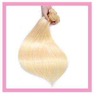 Indian Human Hair Blonde Straight 613# Blonde Two Pieces/lot Double Wefts Dyed Color 10-30inch Hair Extensions 2 Bundles