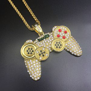 Hot Hip Hop Game Machine Handle Pendant Halsband Mens Full Crystal Heavy Fashion Iced Out Controller