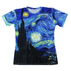 Nova Moda Homens / Mulheres Clássico Óleo Vincent Van Gogh Noite Estrelada Do Vintage Engraçado 3D T-shirt Ocasional de Manga Curta T-Shirt Tops de Verão RZC0113