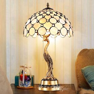 Dimmable European style bedroom bedside table lights Tiffany shell bird lamp American personality new design unique patent table lights