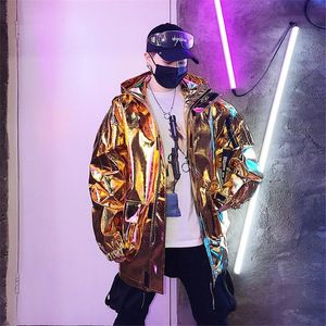2020 новый пиджак мужской хип-хоп с капюшоном Золотая ветровка мужская мода весна хип-хоп ночной клуб Hoody Coats MG408