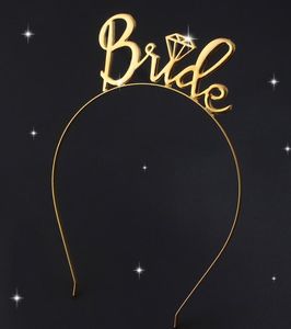 Alloy Letter Bride Headband Tiara Hair Hoop Sparkling Elegant Crown Headband Hen Wedding Party Bridal Hairband ouro rosa presentes prateados