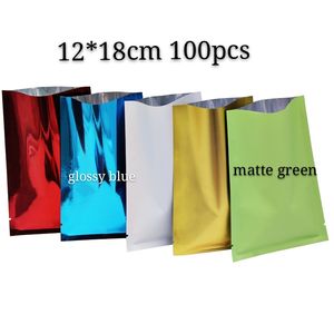 12 * 18 cm 200 sztuk Kolorowe Otwórz Folię aluminiową Worek Opakowań Multi-Color Heat Torby do pakowania próżniowe Torby do przechowywania herbaty i do przechowywania kawy Mylar