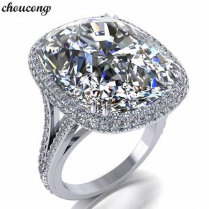 Choucong Luxury Big Ring Cushion Cut 8ct 5a Zircon CZ 925 Sterling Silver Engagement Bröllop Band Ringar för Kvinnor Män Smycken