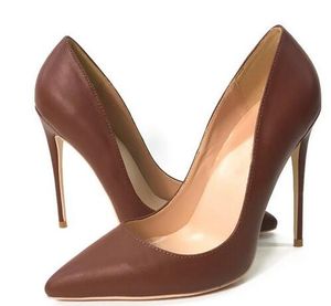 Heißer Verkauf - 2019 Mode Neue Yaguang Caramel Tip Hochhackige Mädchen-Schuhe mit feinen Absätzen in Braun, elegante Einzelschuhe 12 cm 44 YardsProfessionelle High Heels