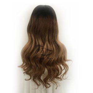 360 Pełna Koronkowa Ludzkie Włosy Peruki Pre Zieszane Brazylijski Remy Włosy Ombre Kolor T 1B / 4 / 30b Natural Wave Ludzkie Wigs