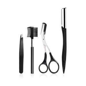 Eyebrow shaping set 4pcs set shaping knife eyebrow clip eyebrow comb beauty scissors beauty tools free shipping