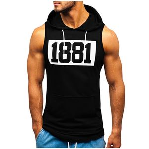 Herr T-shirt Fitness Muscle Shirt Ärmlös hoodie Topp Bodybuilding Gym Toppar Väst Tränings T-shirt Ficka Tight Dropship