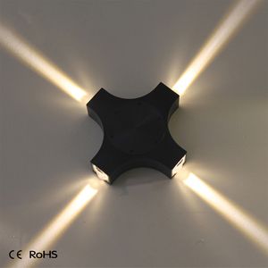 1PC Modern IP65 4 * 3W Led Duvar Işık Dört Tarafı Parlak Yeni Tasarım Yukarı Ve Aşağı Açık Led Işık