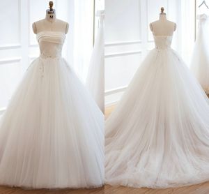 Haftowane Biała Suknia Balowa Suknie Ślubne Bez Ramiączek Lace-Up Plds Satin Tulle Czeski Suknia Ślubna Plus Size S Gowns Kraj