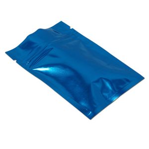 7.5 * 10cm 200PCs Blue Mylar Zip Lock Zipper Förpackning Väskor Mat Silver Folie Påse Torkblomma Paketväska Hushållsdekorationer påsar