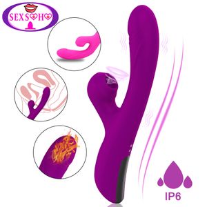 Pro 2 Clitoral Sucking Vibrator Kanin Uppvärmning Dildo Vibrator G Spot Massager Clit Anal Plug Stimulator Vuxen Sexleksaker för kvinnor Y191214