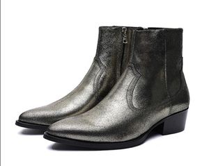 Äkta läder högkvalitativa mode stövlar cowskin läder fabrik utlopp halv stövlar smp hög topp casual skor