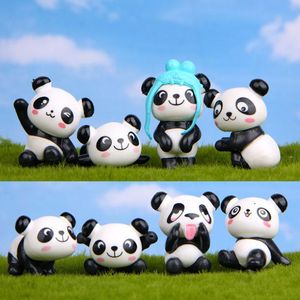 8pcs / lot Zakka Panda gigante Brincalhão Versão Modelo PVC Figuras de presente de Natal Brinquedos DIY Micro Paisagem Decoração Brinquedos Modelo brinquedos de crianças