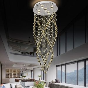 K9 Crystal raindrop Chandelier Lighting Fixture Ceiling LED Round Shape Suspension Hang lamp Living Room Light lustre Lamp