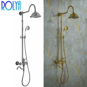 Rolya Chrome / Golden Classic Открытая круглая насадка для душа с дождевым душем Ручная насадка для креста, цвет золотой латунь