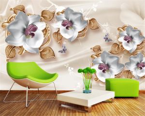 Beibehang Benutzerdefinierte große 3D tapete luxus schmuck perle blume hintergrund tapete für wände 3 d foto wandbild 3d tapete