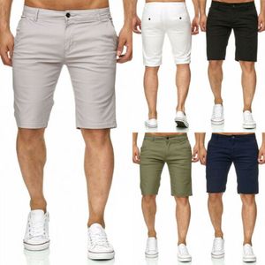 Men Shorts Slim Fit Stretch Flat Front Summer Casual Solid Color Shorts Male Casual Solid