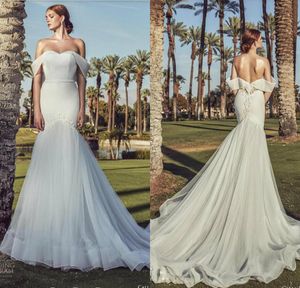 2019 Calla Blanche Abiti da sposa a sirena Pizzo con spalle scoperte Abiti da sposa country alto basso Sweep Train Backless Beach Abito da sposa