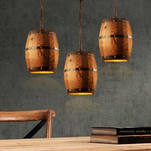 Kreatywny drewniany beczki lampa wisząca rocznika jadalnia kuchnia pub restauracja bar Club Cafe Lampy żyrandol wina