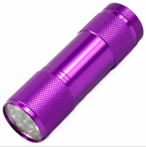 Taşınabilir Mini UV Lambalar 9 LED mor ışıklar Fenerler Süper parlak LED Torch Işık Açık Kamp Fener Pil meşale yürüyüş