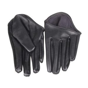 Fashion-fashion Hot Lady Woman Tight Half Palm Gloves Imitation Leather Five Finger Black