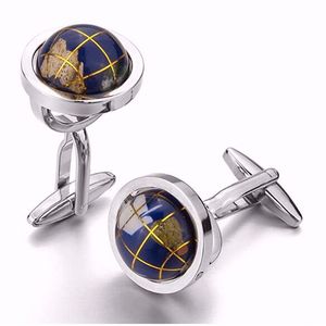 Globo Cuff Link 6 Cores 3D Terra Terraplinks Homens Moda Cufflinks Botão Francês Cufflinks para o Dia dos Pais Natal Presente Frete Grátis