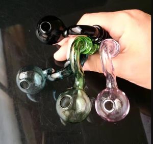 Färg fem runda rök bongs tillbehör, unik oljebrännare glas bongar rör vattenrör glasrör oljeplattor rökning med dropper