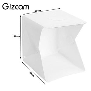 Freeshipping Gizcam 41cm * 39.5cm * 41cm Pieghevole LED Diffusore Luce Tenda Fotografia Studio Soft Box Fondali Kit da tavolo per studio fotografico