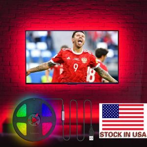 Lager i US + LED TV Bakgrundsbelysning SMD5050 RGB Musik med Bluetooth App LED Strip 5V 3M * 4 30LEDS / M USB-effekt