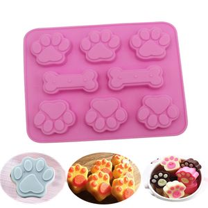 2-in-1 Silicone Baking Mold Dog Bone Dog Footprint Cake Mold Food Grade Silicone Material Mould Baking Tool Kitchen Creative