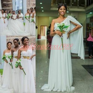 Yeni Bir Omuz Gelinlik Modelleri Şifon Afrika Juniors Onur Elbise Hizmetçi Elbise Düğün Konuk Giyim Akşam Resmi Artı Boyutu Parti Abiye Balo