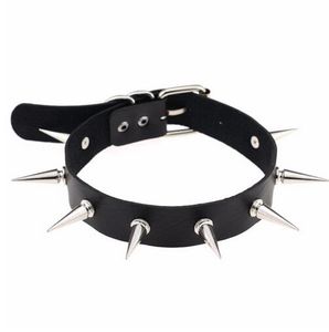 Black Spike choker belt collar women pu leather goth choker necklace for women party club chocker Sexy gothic jewelry