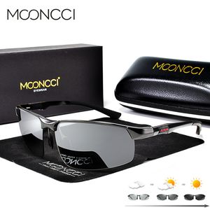 MooncCi алюминиевые фотохромные солнцезащитные очки мужчины поляризованные хамелеон очки мужские HD вождения очки антибликового люнит