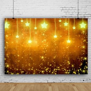 Dream 7x5ft Golden Stars Christmas Photography Background Glitter Starlight Decor Backdrop for Children Birthday Party Photo Booth Prop