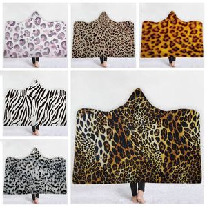 Leopard Hooded Cloak Baby Blankets Sherpa Fleece Hooded Blankets Varm Swaddle Wrap Robes Handduk Utomhus Travel Camping Cloak Tlzyq1281