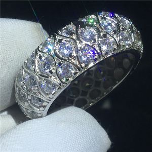 Vintage Flower Ring 925 Sterling Silver Promise Diamond CZ Engagement Bröllop Band Ringar för Kvinnor Män Smycken