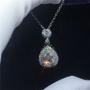 Ручной женский кулон с ожерельем стерлингового серебра 925 груша вырезать 5A Циркон Cz обручальные свадебные подвески для женщин подарок