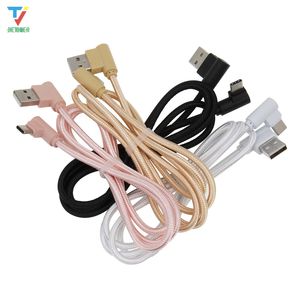 500pcs/lot 2side 90 ﾰ L-şekilli bez örgülü veri kablosu Mikro 5pin USB/TYP-C USB C Kablo Tarihi SUMSUNG HTC için Senkronizasyon Kablosu