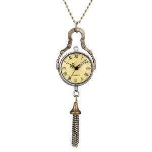 Antigo vintage mini bola de vidro bull eye design relógio de bolso quartzo analógico display relógios colar corrente para homens feminino gift266t