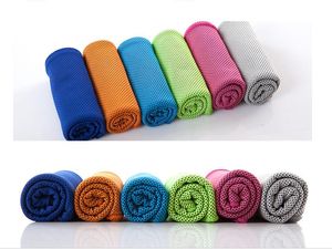 Os mais recentes toalha de esportes de gelo toalhas de secagem rápida gelo no verão frio fabtowel de duas cores saco sensação fitness ao ar livre frio toalha ziplock packaging100 * 30 centímetros