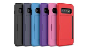 Heavy Duty Gummi Hybrid Robust Hard Back Cover med ID Kreditkort Slothållare Väska till Huawei P30 / P Smart / Y7 Prime / Y9 2019 / Mate20 Lite