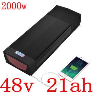 48V 1000W 2000W Portapacchi posteriore Ebike Batteria 20AH Batteria per bicicletta elettrica48V 13AH 15AH 18AH 25AH Batteria al litio + caricabatterie 2A